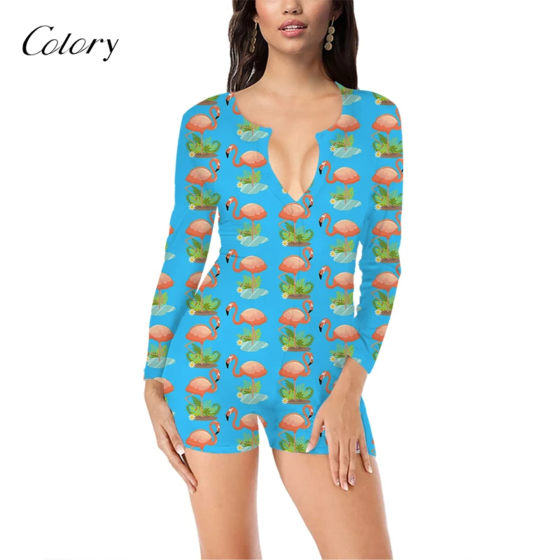 

Colory Printed Women Pajamas Sleepwear Set Romper Linen, Picture shows