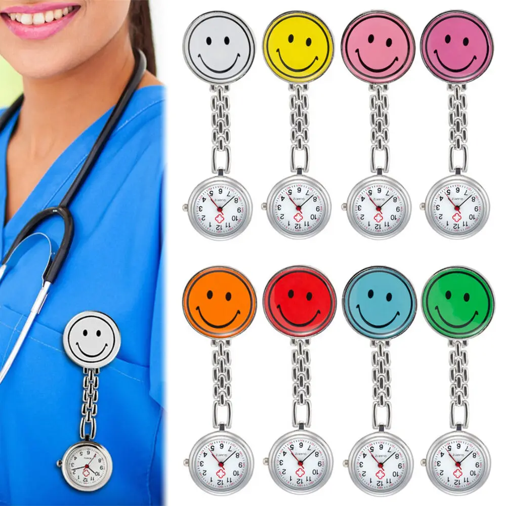 

Amazon new product factory direct stocked custom stainless steel retractable badge breast pocket nurse watch, As showed