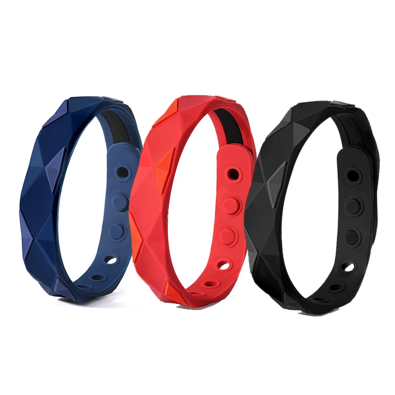 

Custom logo Japan quality Bangles silicone energy power ionics titanium bracelet - magnetic therapy - adjustable, Pantone color