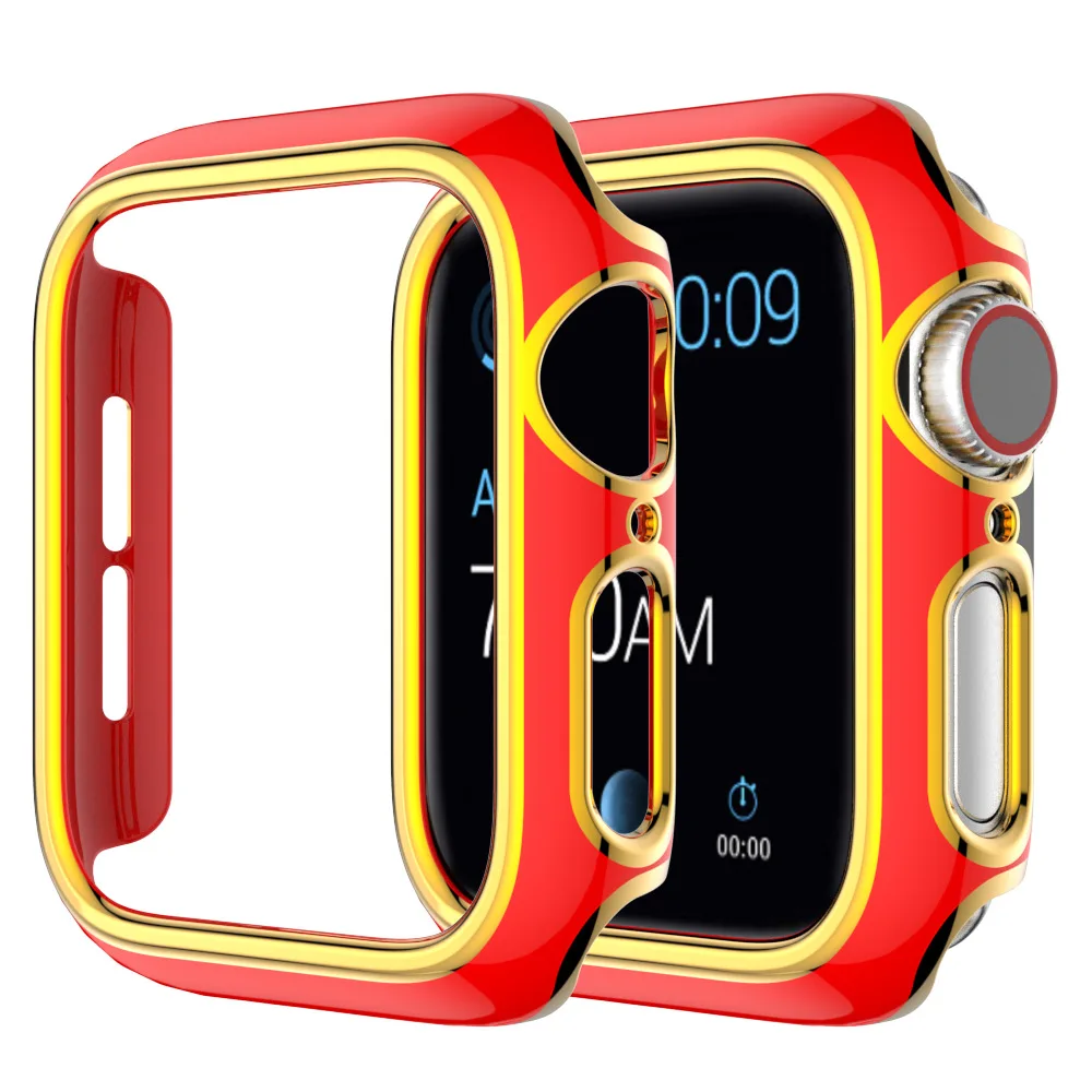 

Hot Sale Half Plastic Protective Cases for Apple Watch 6 SE 5 4 3 2 Shiny Zircon PC Frame Bumper Cover for iWatch