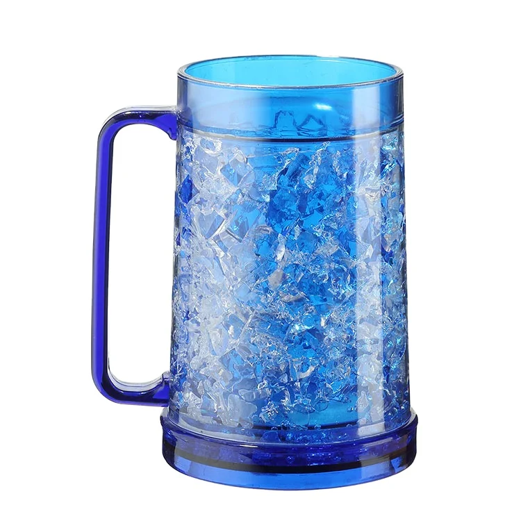 

Factory price 12oz plastic double wall beer gel freezer mug, Customized color