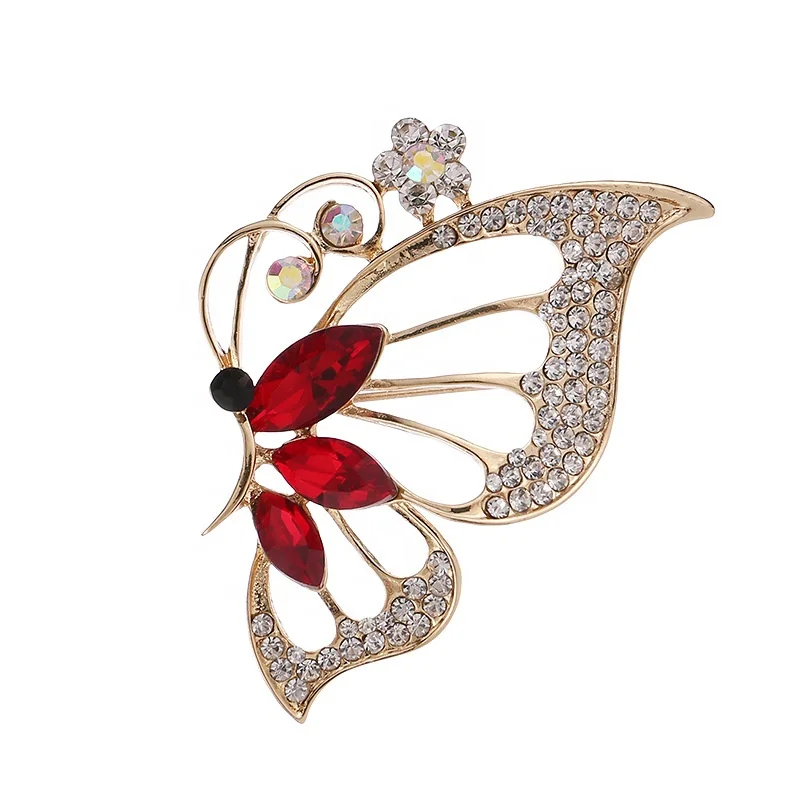 

XILIANGFEIZI Vintage Rhinestone Metal Crystal Jewelry Bridal Broche Wedding Women Saree Decoration Pin Insect Butterfly Brooches