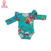 Ready to ship Wholesale Baby Rompers Girls Flutter Sleeve Floral long sleeve infant fall winter Rompers