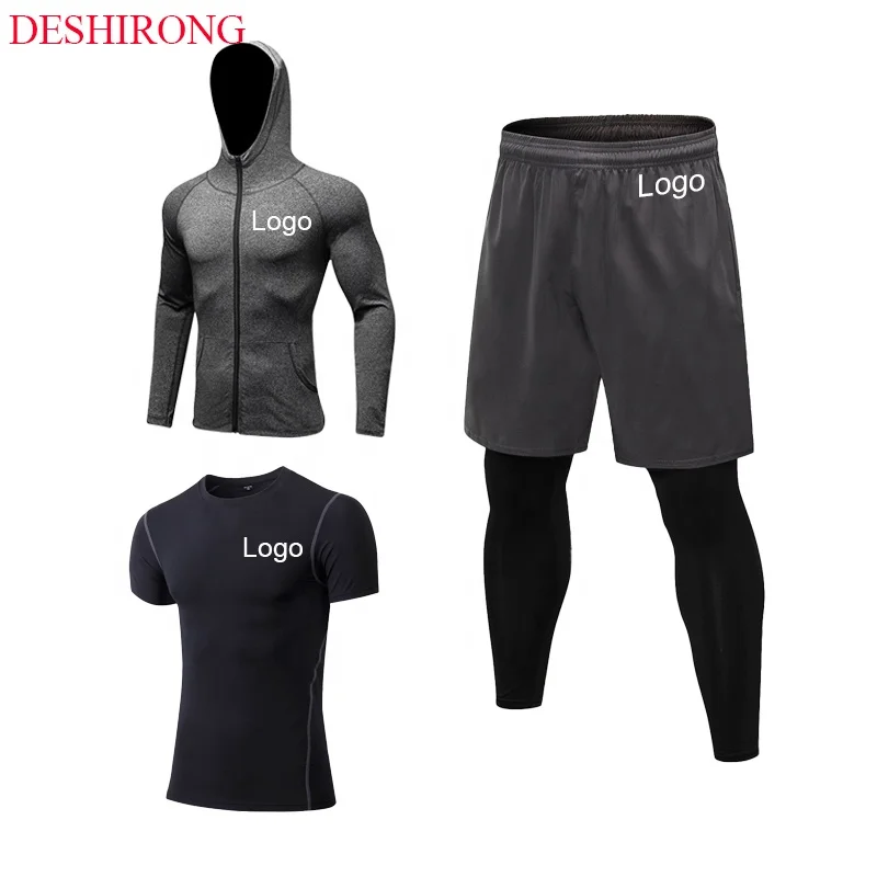 

New arrival 3-Piece Suit Elastic Quick Drying Men Gym Fitness Sets Jogger Set Men Joggers Suits Set