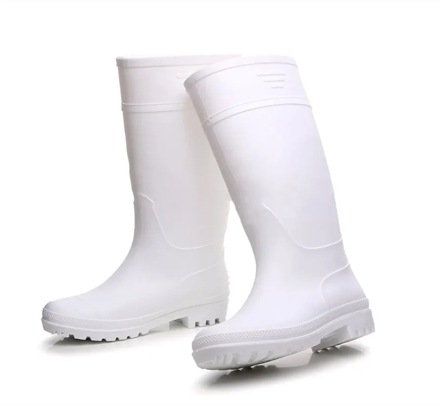 Pvc Waterproof White Rain Boots Rubber Pvc Gumboots Shoes Protective ...