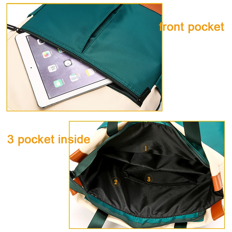 Custom green waterproof glosy nylon women backpack purse