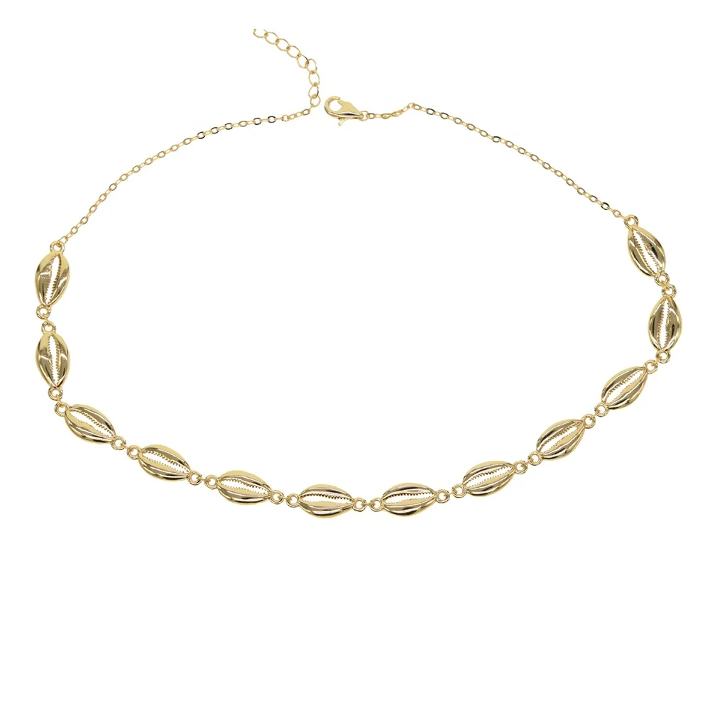 

2021 New Style Boho Hawaiian Sea Shell Choker Jewelry Bohemian Beach Tassel Necklace Gold Chain For Women Collar Chocker Gifts