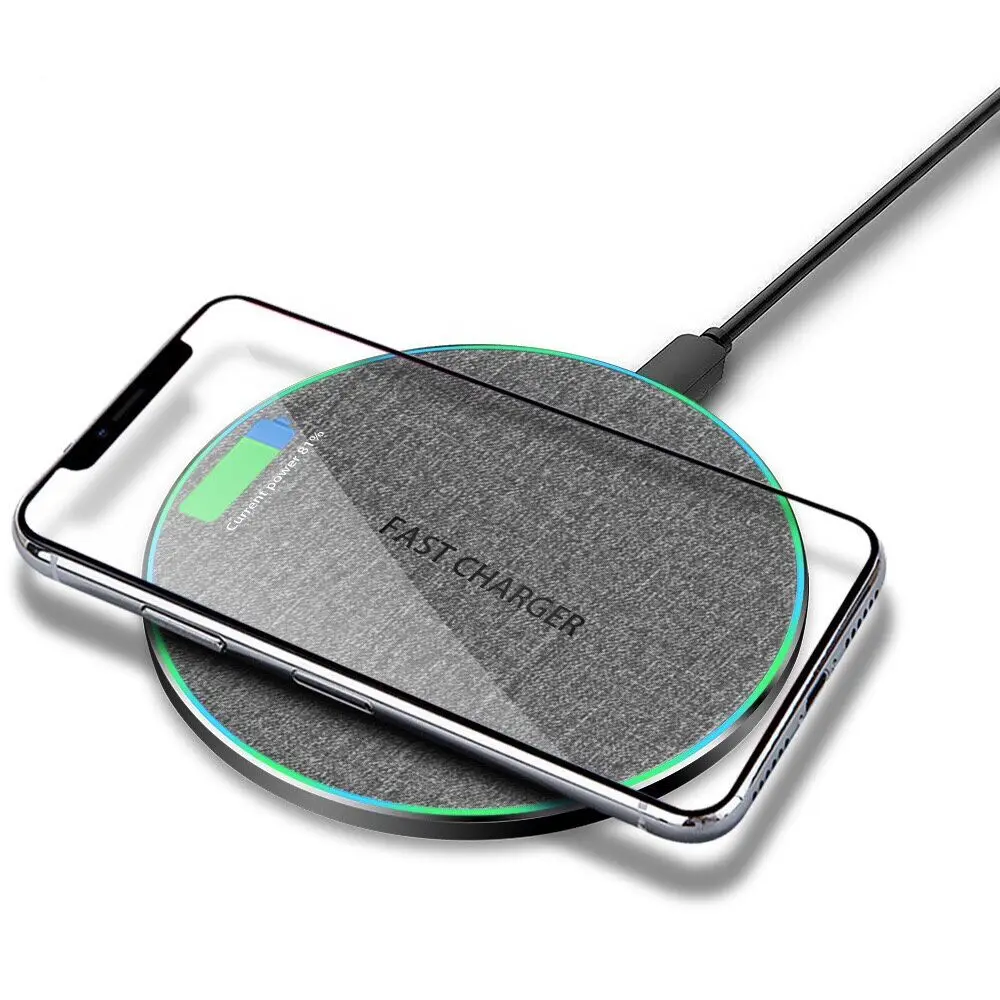 

2020 fabric phone wireless charger 15W Quick Qi wireless charger for iphone 11
