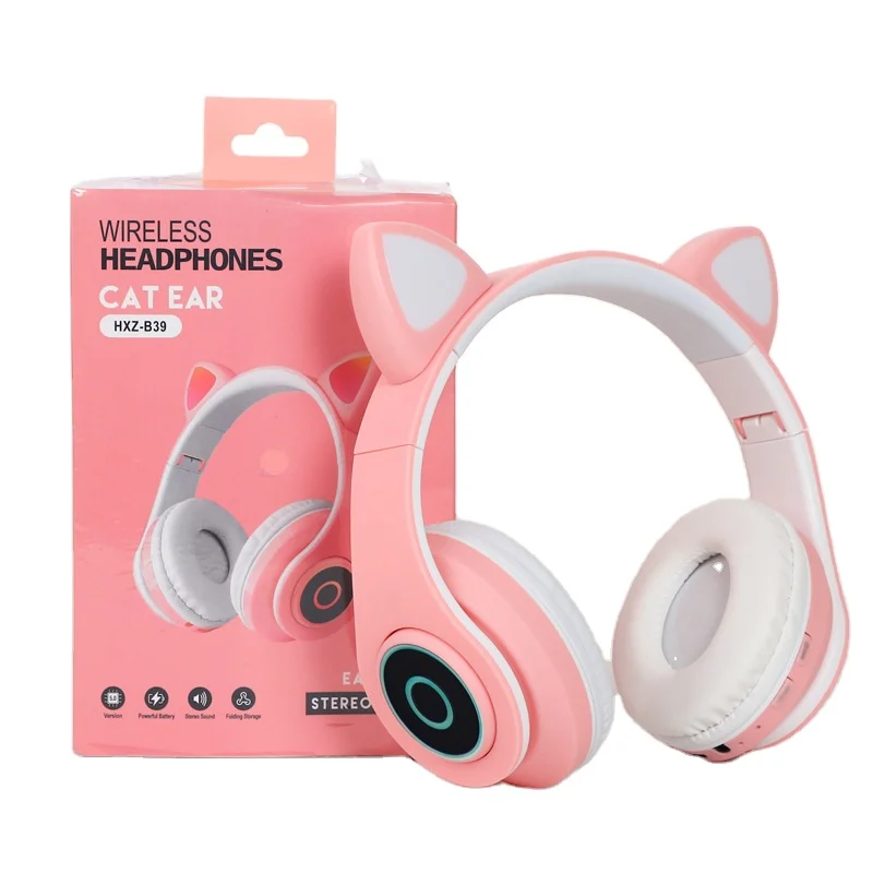 

B39 Cat ear Waterproof Headphones for Mobile Gaming Phone Accessories Earphones with Microphone Wireless Headphone