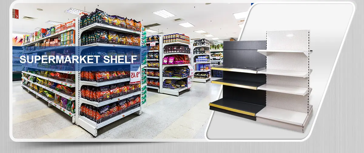 Grocery Store Rack 4 Layers Supermarket Shelves System Gondola