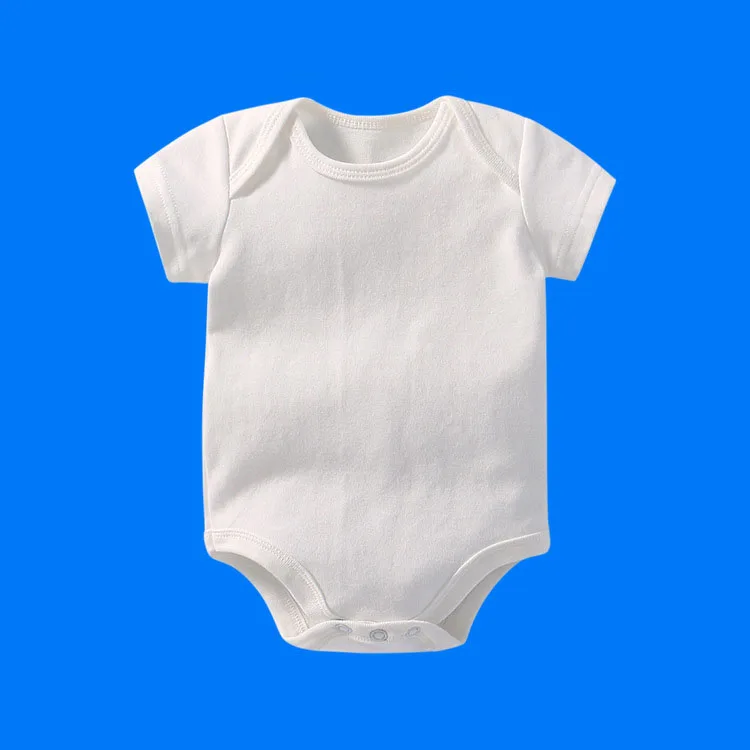 

Wholesale Infant and Toddler Clothing Short Sleeve Cheap Baby Bodysuit White Cotton, Solid color