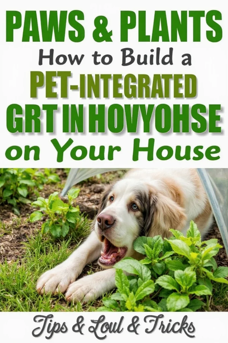A small greenhouse attached to a house filled with cats lounging and a dog relaxing among lush greenery.