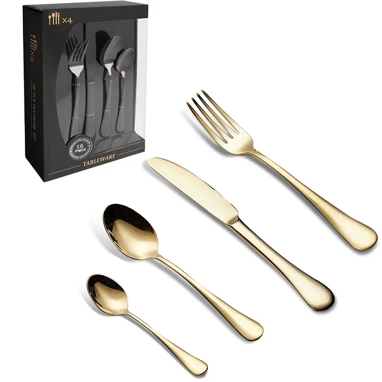 

Amazon Best Sell 16pcs Colorful Gold Cutlery Set Stainless Steel Cutlery Set, Silver, gold, rose gold, black, rainbow