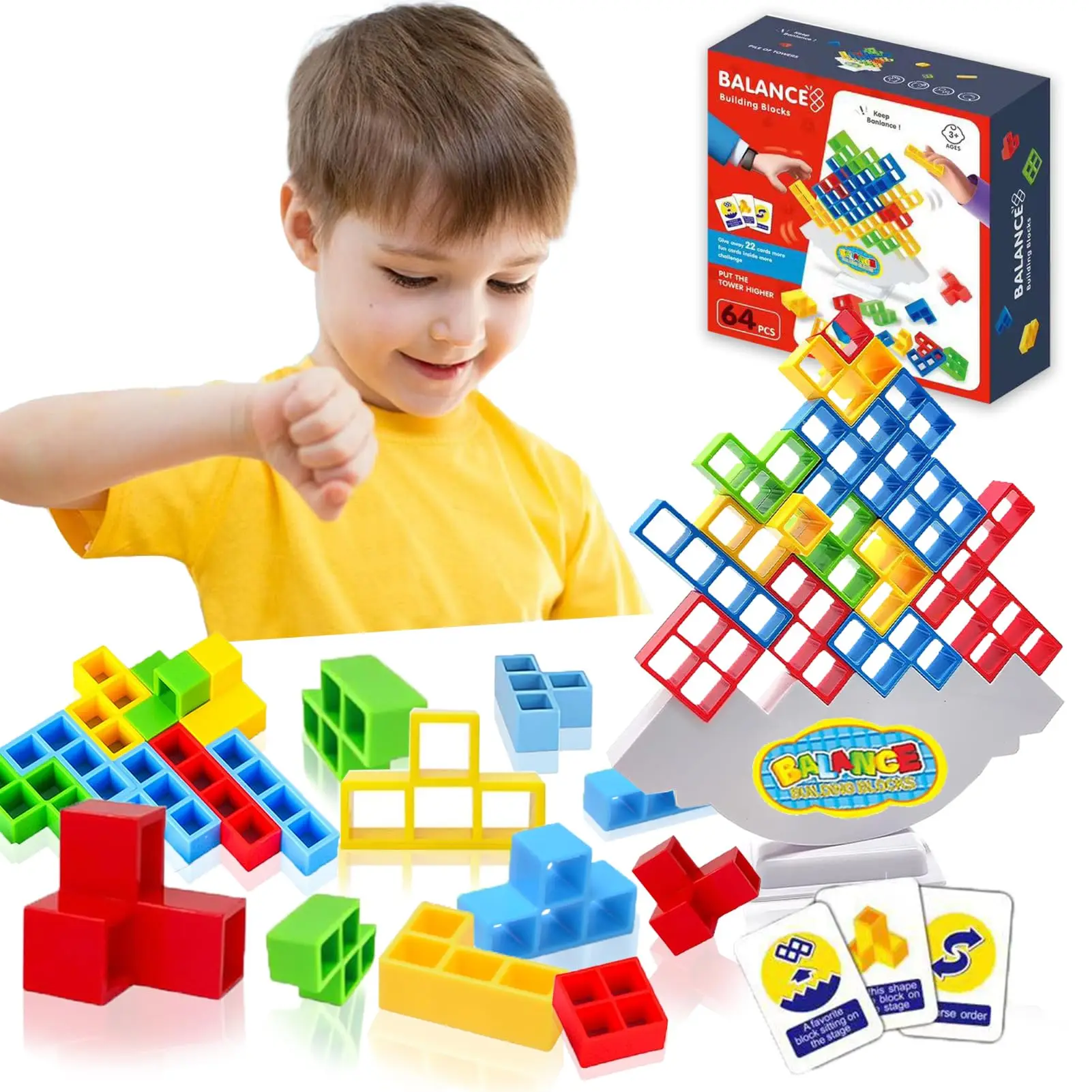 

64pcs Wholesale Balancing Blocks Board Games Stacking Kids & Adults Team Building Blocks Toy Tower Stacking Blocks Game