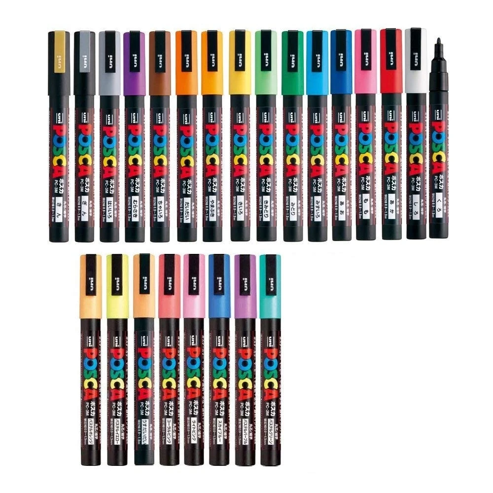 Uni Posca Paint Marker FULL RANGE Set , Mitsubishi ALL Natural & Dark ,  Gold & Silver Pen Medium Point 29 Color (PC-5M)
