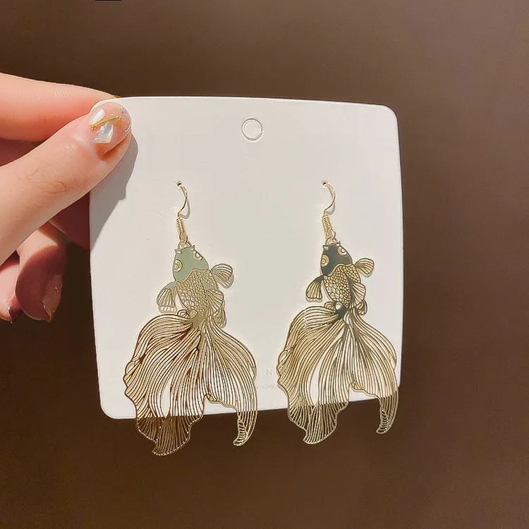 

2020 yiwu baoyu dangle metal fish earrings