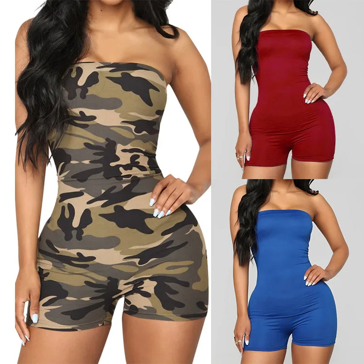 

2021 Hot sale multi-color European and American knitted women's jumpsuit camo jumpsuits for women