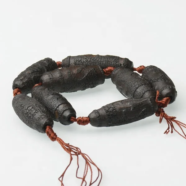 Black Tibetan Agate Dzi Beads