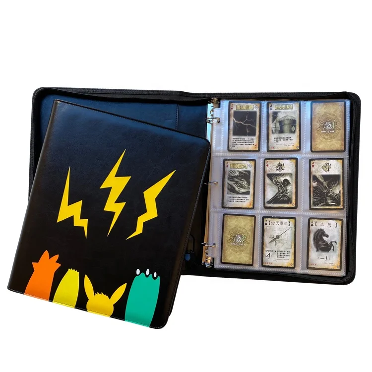 

9-Pocket Zipper Gaming Photo Card Collector Binder Pockemon, Carrying Case Binder With Trading Card Business Book Sleeves, Black or custom color