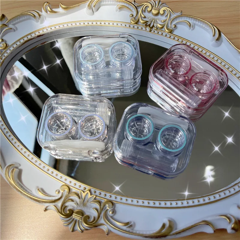 

2021 new transparent whole contact lenses box case custom estuche para lentes de contacto, Multi- colored