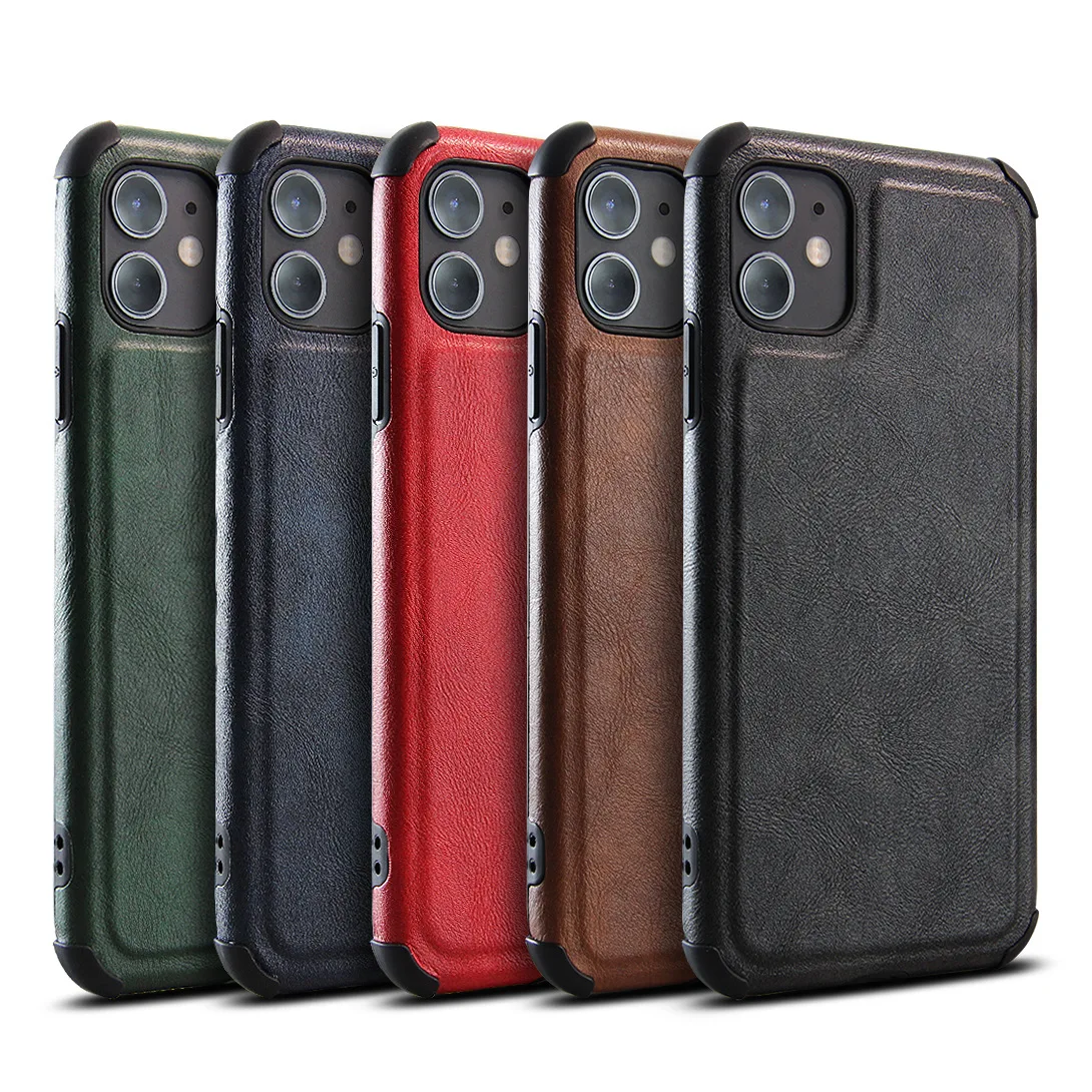 

Anti Fall Premium Solid Color Pu Leather Mobile Phone Bags Back Cover For iPhone Xr Xs 7 8 Plus 11 12 13 Pro Max Luxury Case, As picture shows