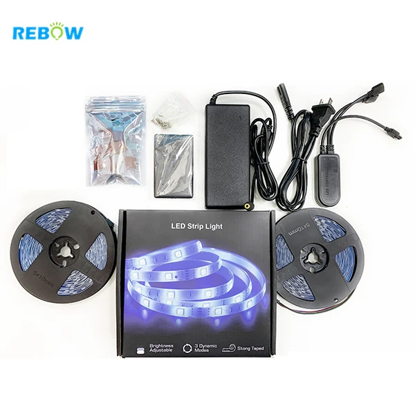 

Color Changing 5050 RGB for Bedroom with RF Remote App Controlled with Built-in Mic LED Light Strip