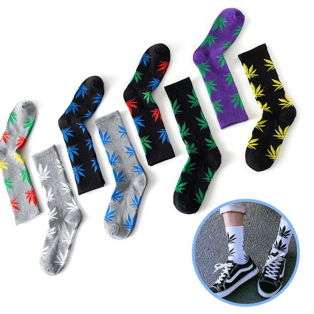 

Male Hip Hop Crew Hemp Socks Wholesale Custom Dress Weed Socks for Streetwear Men, As shown