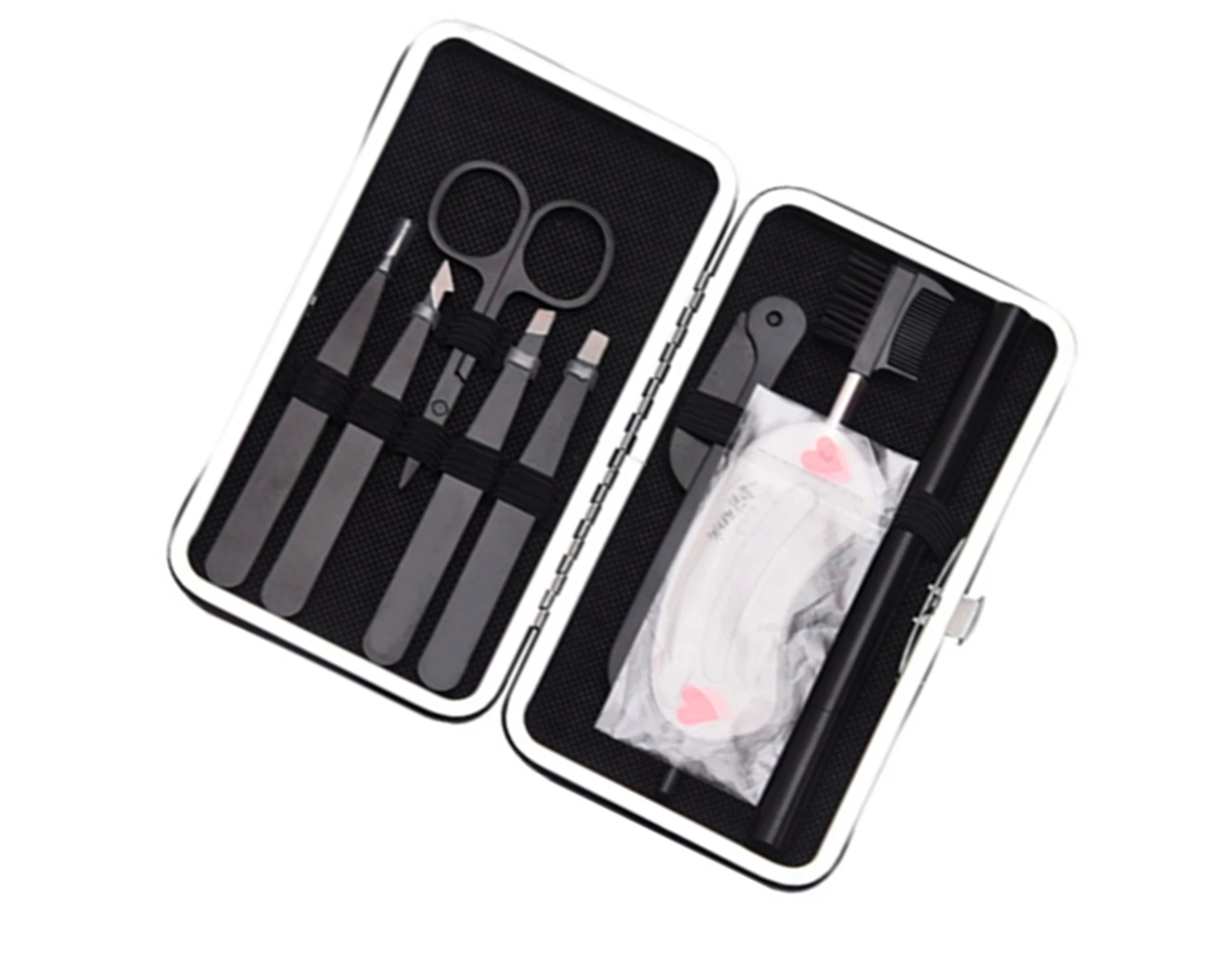 

Hot selling makeup tools 9-piece eyebrow tool stainless steel Eyebrow trimming set, Black