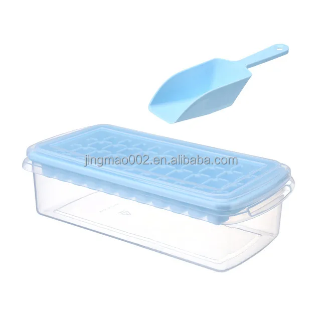 

Easy Release Ice Cube Tray Set Ice Cube Trays and Ice Cube Storage Container Bin Set With Airtight Locking Lid