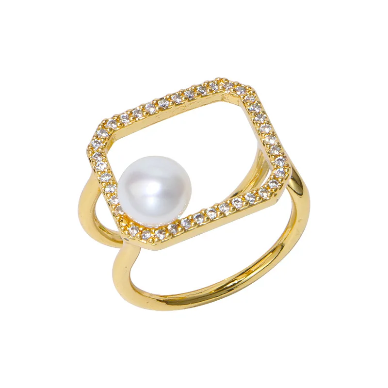 

MSYO New Fashion 18K Gold Plate Square Pearl Rings For Women
