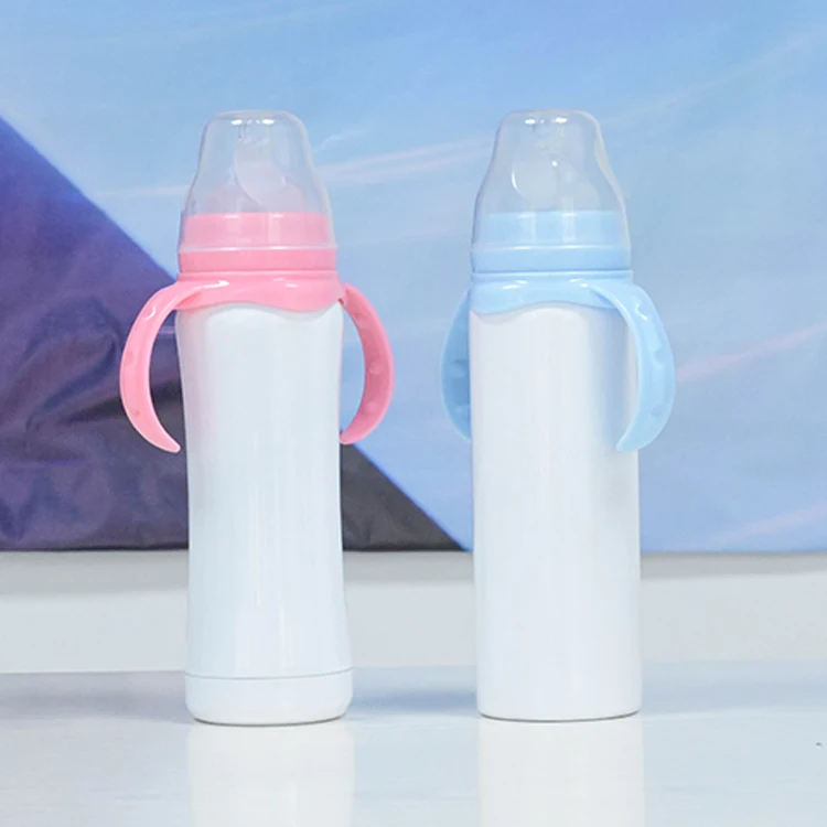 

Custom logo stainless steel 8oz insulated sublimation baby feeding bottle with straw, Customized color