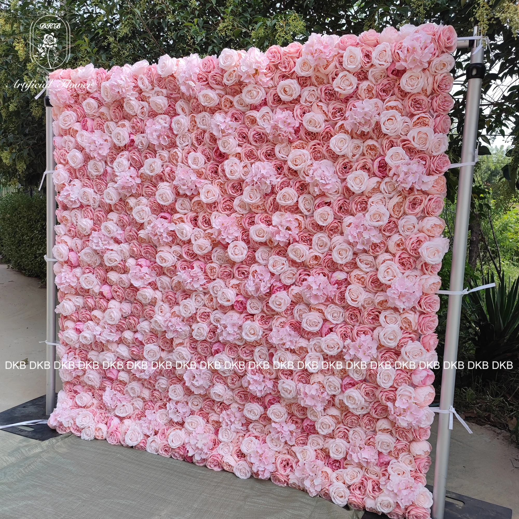 

new pink flower wall wedding decoration roses silk flowers 3d artificial flowers Types To Latest Designs Backdrop