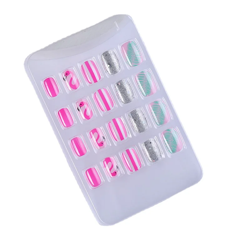 

High quality kids false nails with 3D artificial nail art design 20 pcs and 12 size press on nail sticker