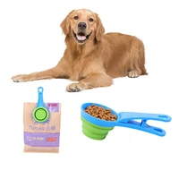 

Pet Dog Cat Folded Food Scoop Spoon Sealing Clip Measuring Cup Collapsible Storage Puppy Bowl Doggie Snack Measuring Cup