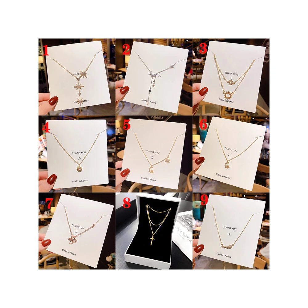

Stainless Steel Butterfly Pendant Jewelry Necklace Chains Luxury Crystal Layered Charm Necklaces Chain for Women