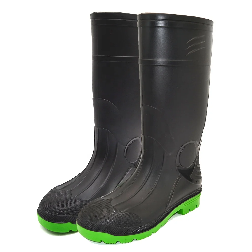 

Bulk wholesale fashion black cheap high heels pvc rain boots, Black/white/customized