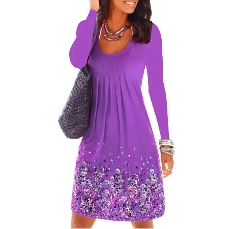 

Best selling women's floral print long sleeve loose dress european style for high quality, Shown