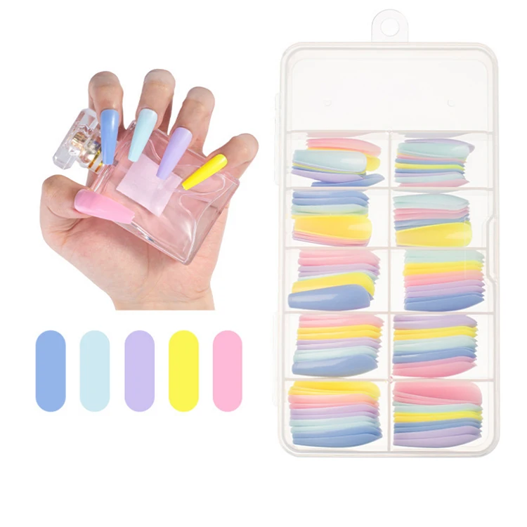 

100pcs/box Full Cover Yellow Nail Tips Clear/natural False Coffin Nails Art Tips