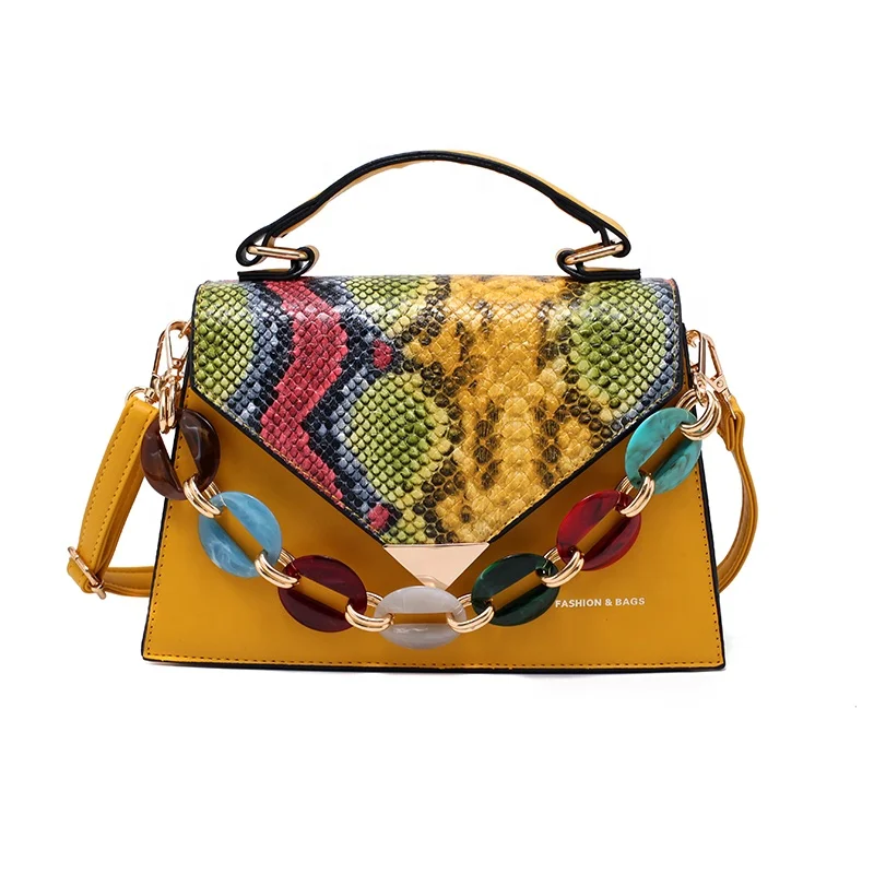 

Designer Women Purse Famous Brand Snakeskin Small Fashion Handbags Ladies Hand Bags With Chain, Blue,khaki,pink,yellow,black