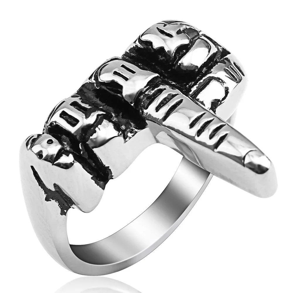 

nightclub trendy men's jewelry personality rock vertical middle finger stainless steel ring