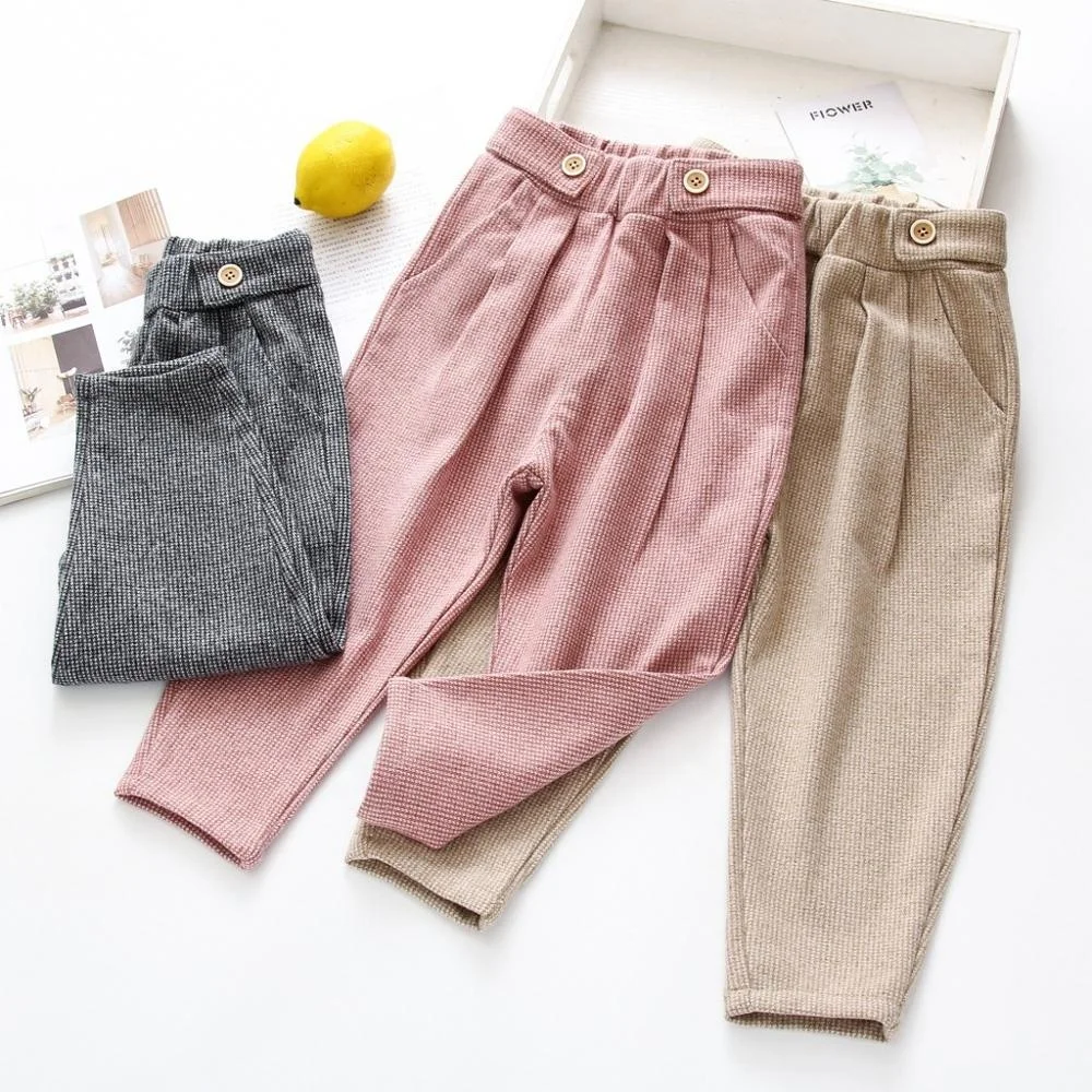 

B61680A Children's stretch pants for the new style little girl pants fall 2019, Pink/gray/rice