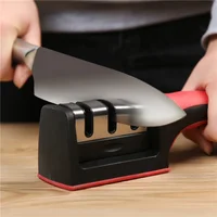 

Amazon hot sale easy manual kitchen knife sharpener non slip rubber knife grinder, professional 3 stage kitchen knife sharpening