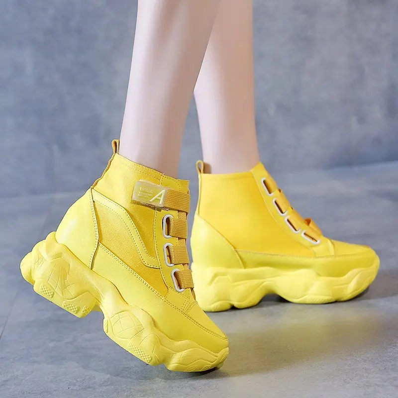 

New Super fire women's boots fashion high-top Height casual increasing women Booties autumn winter thick-soled Female sneakers