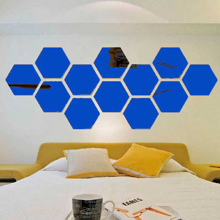 

10 pcs Decorative Stickers Living Room 3D Decal Home Decor Art DIY Hexagon Acrylic Mirror glow in the star setting wall sticker