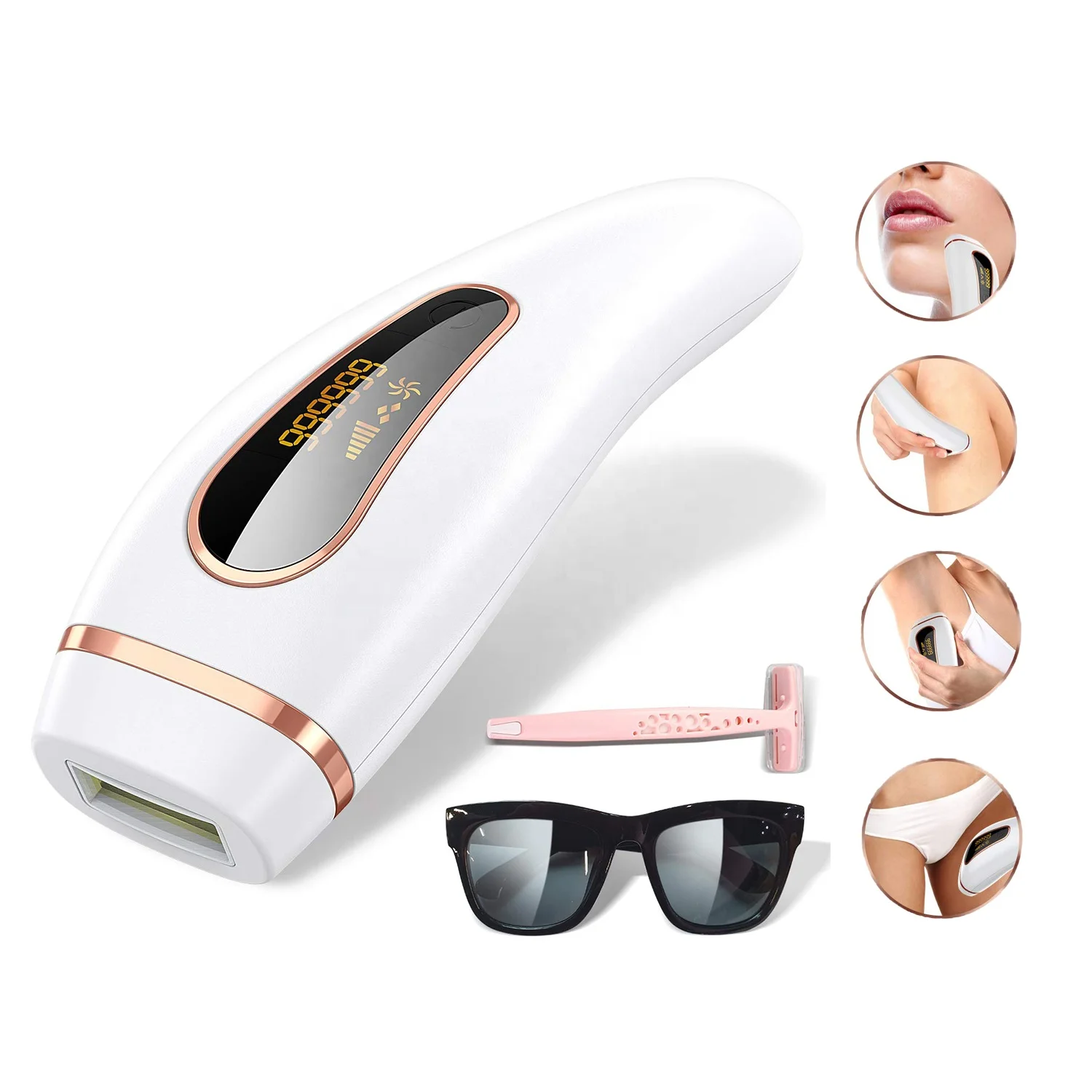 

2021 New Trend High Efficiency Portable Professional IPL Laser Hair Removal Home Use Machine For All Skin, White, black