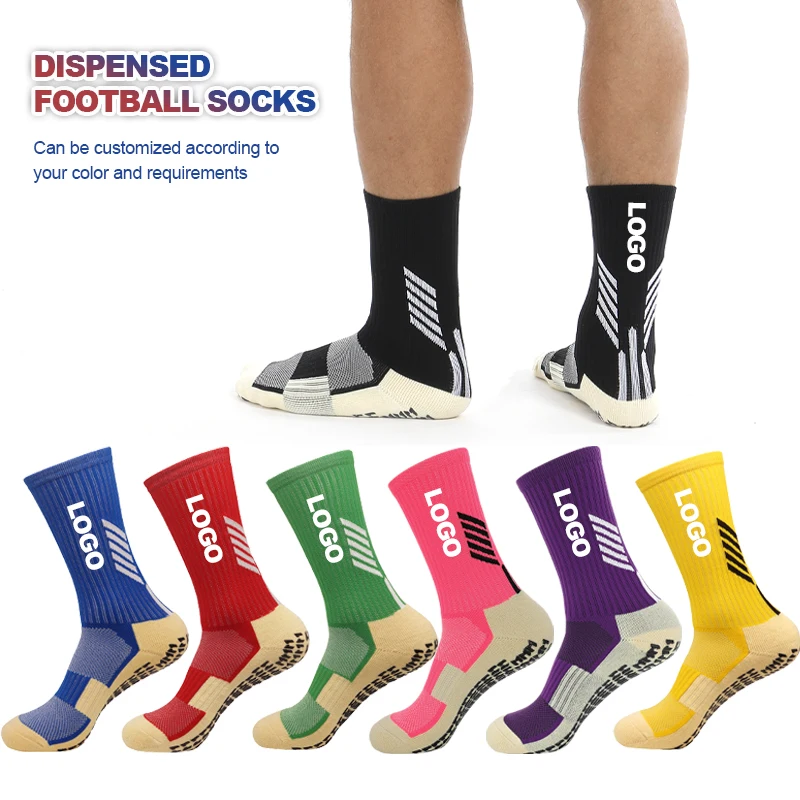 

High Quality Fashion Sport Men Anti Slip Tube Trampoline Socks Football Soccer Sports Grip Socks For Men, Custom color