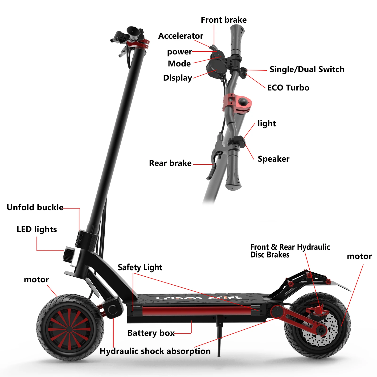 Urban Drift 2021 US Warehouse 800W/1600w Dual Motor Off Road Electric Scooter Free Shipping 40MPH Long Range drifting scooters