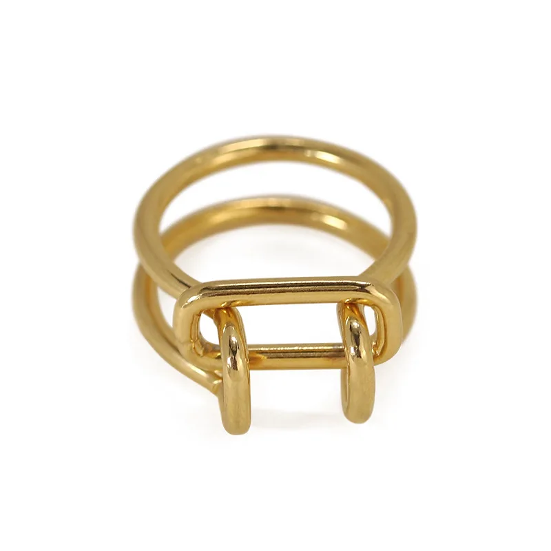 

Fashion Simple Hollow Opening Double Layer Line Rings Temperament Geometric Women Girls Jewelry Birthday Party Daily Gift