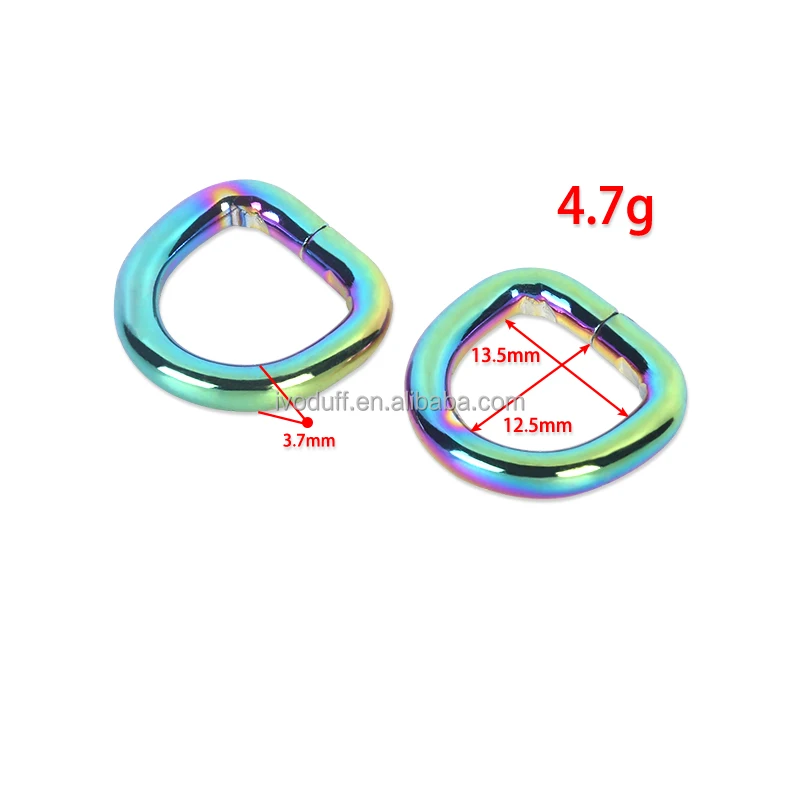 

Ivoduff Stock New Rainbow Color D ring, Metal  Handbag D Shape Hook, Fast Delivery