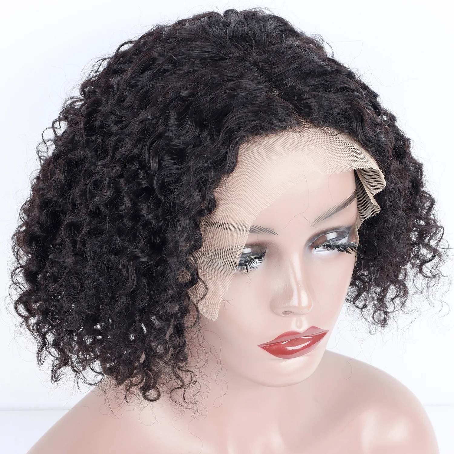 

10a grade quality afro wig for south africa curly glueless 13 x 6 hd lace frontal wig 150 180 density black woman short wig